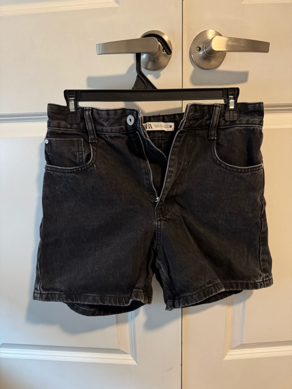 Zara Black Washed Denim Shorts